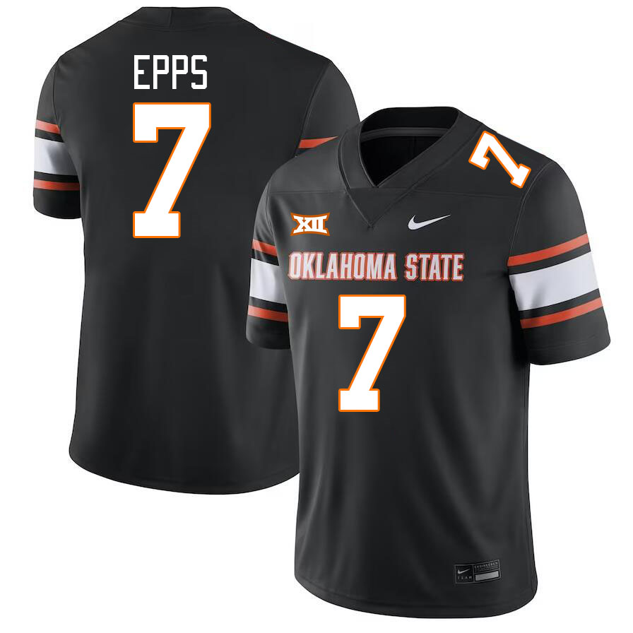 Oklahoma State Cowboys #7 Cameron Epps College Football Jerseys Stitched Sale-Black